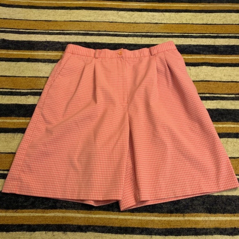 EP Pro Womens Pink Gingham Pleated Golf Bermuda Shorts Size‎ 12 Preppy Retro VTG
